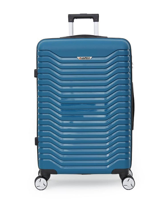 Amber Large Hard Blue Travel Suitcase with 4 Wh...