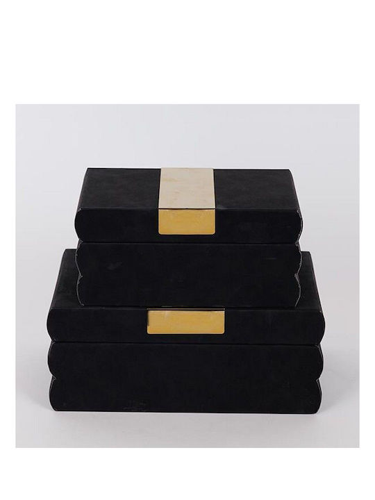 Estheti Home Dekorative Boxen Schwarz Set aus 2 Stück 25x15x10 20x12x8cm 752-17082