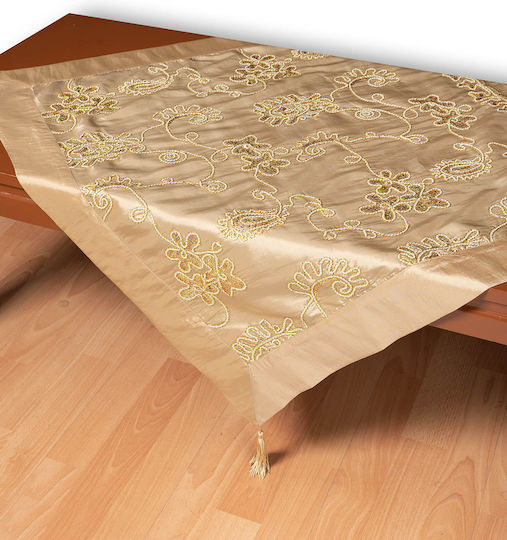 Silk Fashion Καρέ Τραπεζομάντηλο 7710 Χρυσό 135x135εκ.