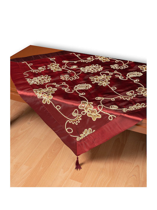 Silk Fashion Καρέ Τραπεζομάντηλο 7710 Μπορντώ 135x135εκ.