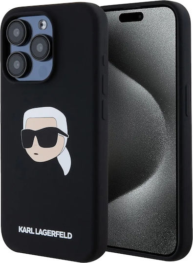 Karl Lagerfeld Karl Head Umschlag Rückseite Silikon Braun (iPhone 15 Pro)