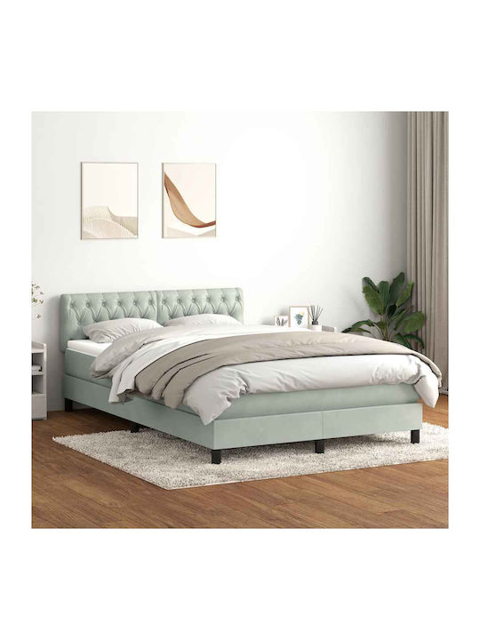Doppelbett Mit Stoff Bezogen in Hellgrau Mit Lattenrost & Matratze 160x210cm