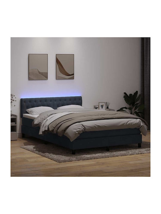 Doppelbett Bezogen mit Stoff Dunkelgrau mit Lat...