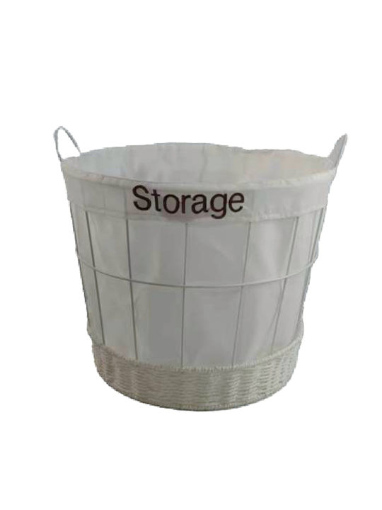 TnS Καλάθι Απλύτων Υφασμάτινο 48x45x40cm Λευκό