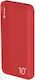 Tracer Walker Power Bank 10000mAh with 2 USB-A Ports and USB-C Port Red