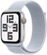 Apple Watch SE 2024 Cellular Aluminium 44mm Αδιάβροχο με eSIM και Παλμογράφο (Silver με Cloud Blue Sport Loop)