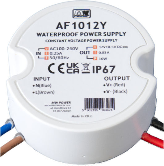 Sursă de Alimentare Rotundă Af1012y Mw Power 10w 12v/0.83a Ip67