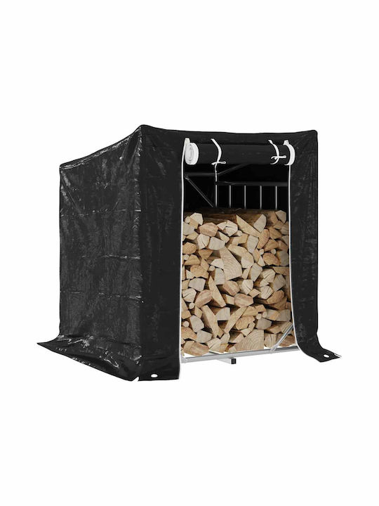 vidaXL Lemn de foc Lemn Raft Depozitare lemne 100.5x80x110.5cm Negru