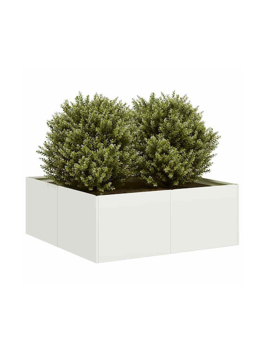 vidaXL Кутия за саксии Метал Бял 80x80x30см.