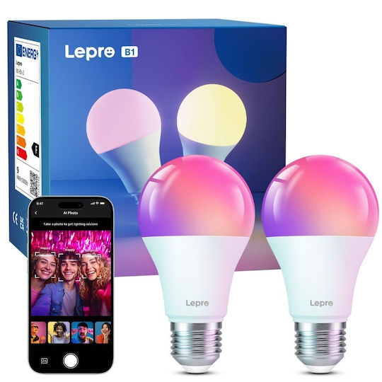 Teckin Smart Λάμπες Lepro Ai LED 8.5W για Ντουί E27 RGB Dimmable 2τμχ
