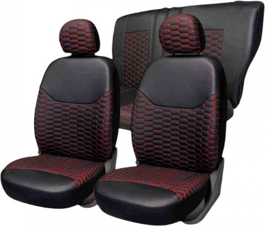 Car Cover Set Leatherette Red