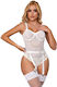 Subblime Bodysuit Sexy Marimi Mari Cu Jartiere Alb