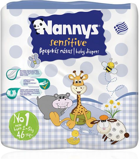 Nannys Πάνες με Αυτοκόλλητο Sensitive No. 1 για 2-5kg 46τμχ