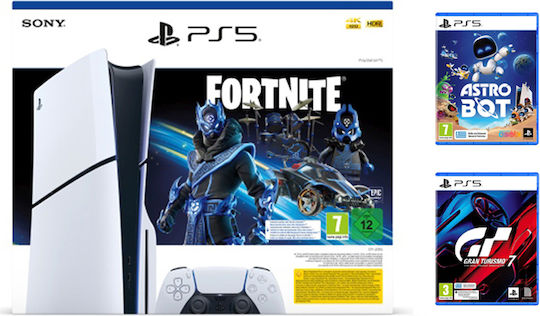 Sony PlayStation 5 Slim 1TB Fortnite Cobalt Star (Official Bundle) & Astrobot + Gran Turismo 7
