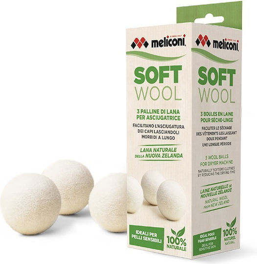 Meliconi Soft Wool 3pl Μαλακές Μάλλινες Μπάλες Στεγνωτήριο 3τμχ