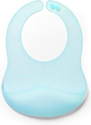 Babyono Ono01586 Αδιάβροχη Σαλιάρα Σιλικόνης με Τσέπη Μπλε για 6 m+