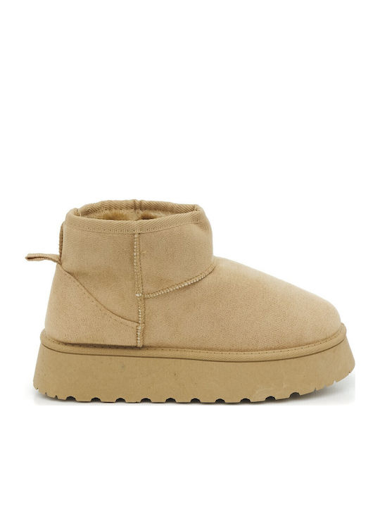 Aventis Shoes Ghete Dama cu Blană Maro HC-2401