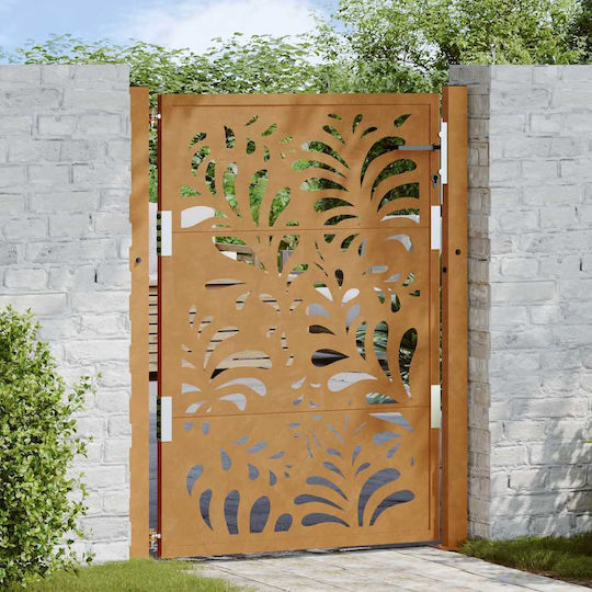 Vidaxl Poartă de Grădină 105x130 cm Design Ondulat din Oțel Maro