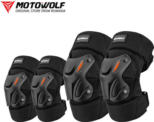 Motowolf Reflective Motorcycle Cycling Knee Elbow Pads Set Adjustable Breathable Material Universal