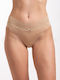 Hochtailliert Damen Slip Nahtlos mit Spitze Beige