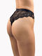 Damen Slip Nahtlos mit Spitze Schwarz