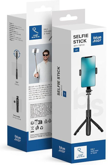 Blue Star Selfie Stick Wireless Remote Control Tripod L21 Black