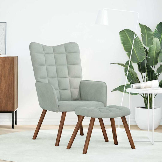 Bergère with Footstool Light Grey 61.5x69x95.5cm