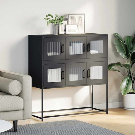 Μπουφές Schrank Black Velvet-Black Metal 100.5x39x107cm
