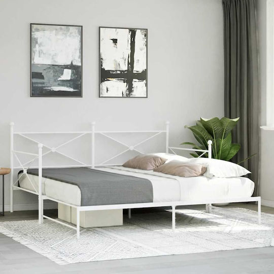 Kinderbett Doppelbett Metall Weiß mit Lattenrost für Matratze 107x203cm