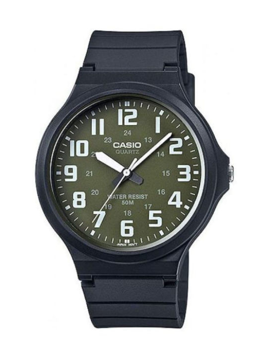 Casio Men's Watch Battery with Black Rubber Strap