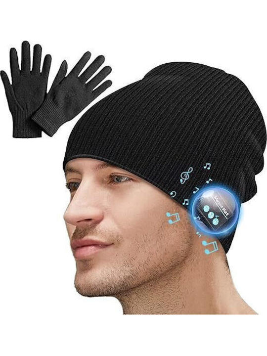 Miserwe Beanie Unisex Căciulă cu căști Tricotat în culoarea Negru