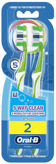 Oral-B Complete 5 Way Clean Toothbrush Medium Green 2pcs