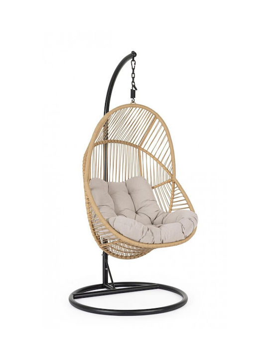 Martinica Rattan Swing Nest with Stand Beige L87xW70xH121cm