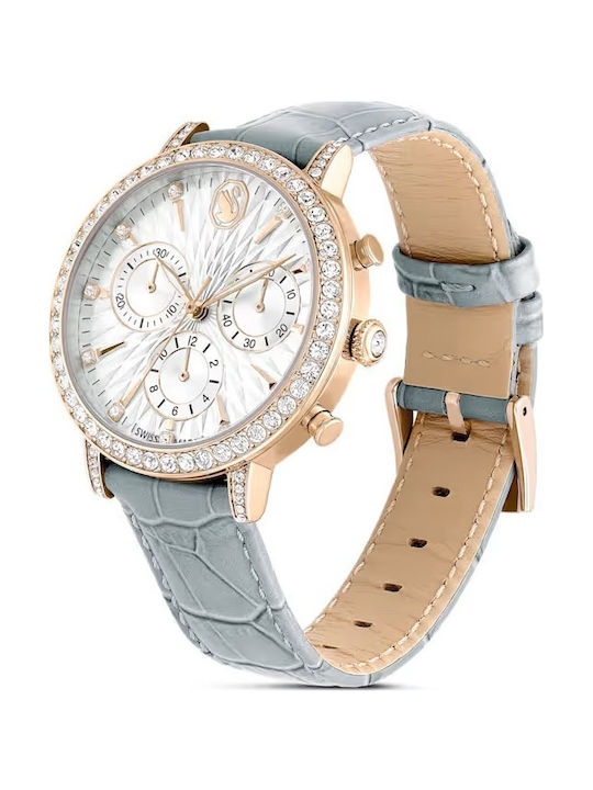 Swarovski Matrix Γυναικείο Ρολόι 36mm Χρονογράφος Μπαταρίας με Γκρι Δερμάτινο Λουράκι