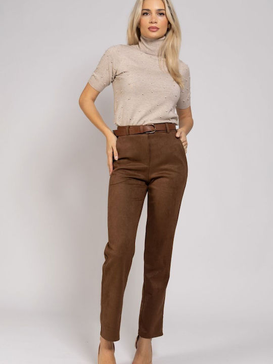 BelleFille Women's Fabric Trousers Brown