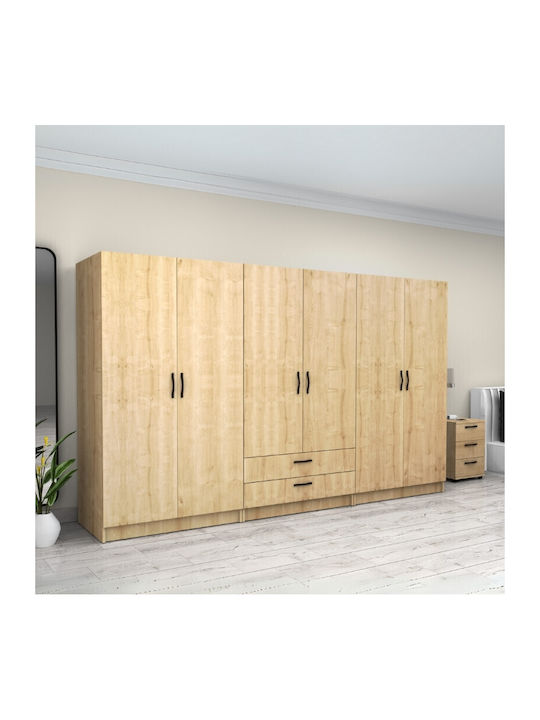 Шест врати Гардероб Victoria Natural Beech 300x60x181см