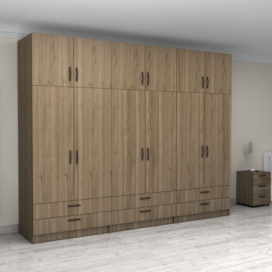 Șase uși cu Spațiu de Depozitare Victoria 300x60x240cm Nuci