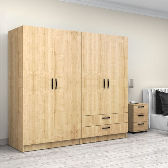 Четири врати Гардероб Victoria Natural Beech 200x60x181см