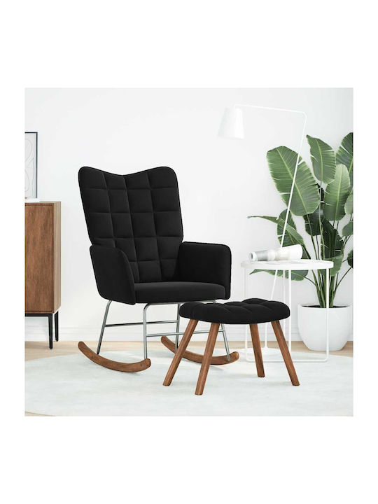 Rocking Armchair with Footstool Black 61x78x98cm