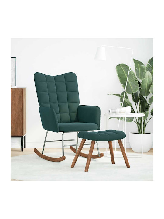 Rocking Armchair with Footstool Dark Green 61x7...