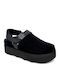Britney Flat Suede Mules σε Μαύρο Χρώμα