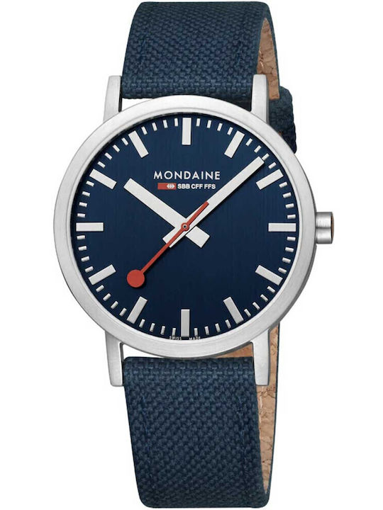 Mondaine Watch Battery with Leather Strap