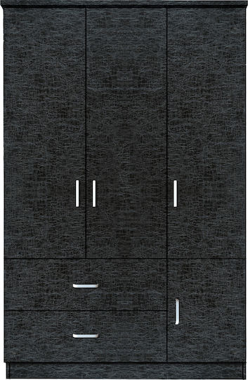 Tuberosa Τρίφυλλη Ντουλάπα 120x50x180cm Μαύρο
