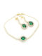 Set with Earrings & Bracelet from Gold 9K with Stones