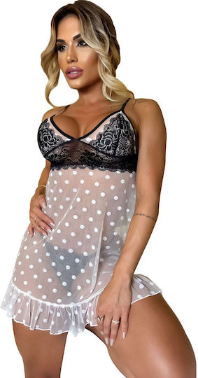 Damen Dessous Babydoll-Set Schwarz-Weiß Schwarz Weiß
