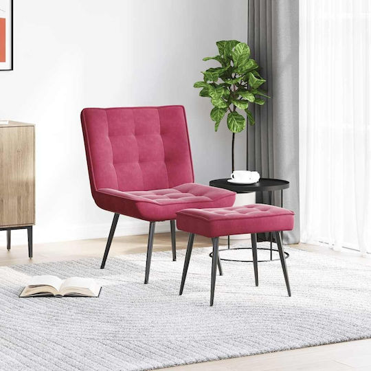 Sessel mit Fußhocker Samt Bordeaux 64x74x84cm