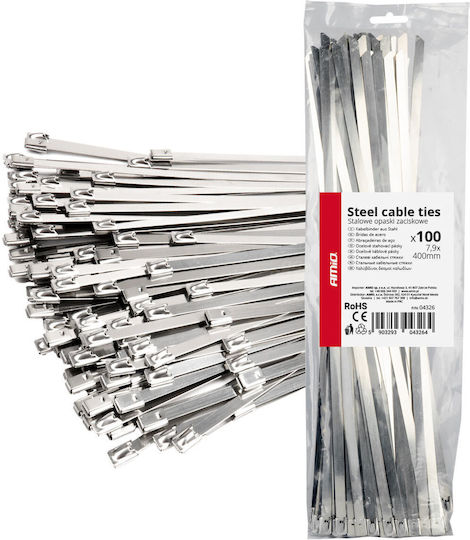 AMiO Plastic Cable Ties 400mmx7.9mm In Gray Colour 100 Pieces 04326