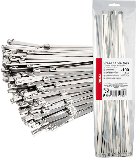 AMiO Plastic Cable Ties 400mmx4.6mm In Gray Colour 100 Pieces 04325