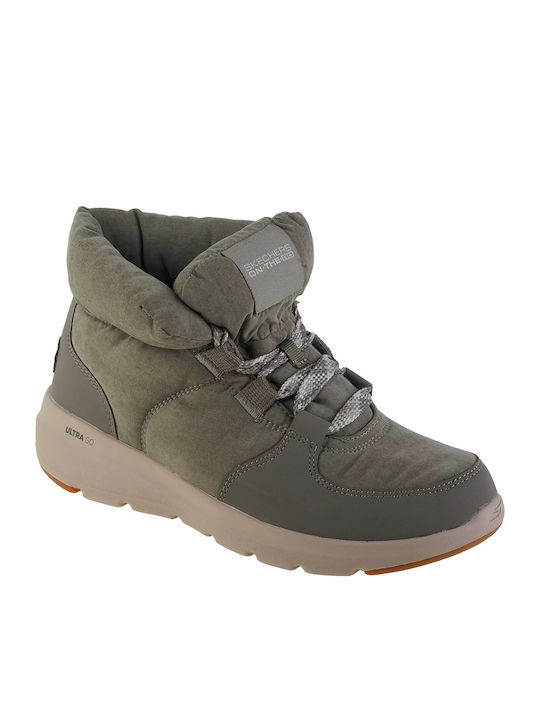 Skechers Glacial Ultra Γυναικεία Μποτάκια Πράσινα
