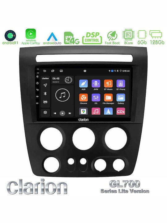 Clarion Car Audio System Hummer H3 2005-2009 (Bluetooth/USB/WiFi/GPS/Apple-Carplay/Android-Auto) with Touch Screen 9"